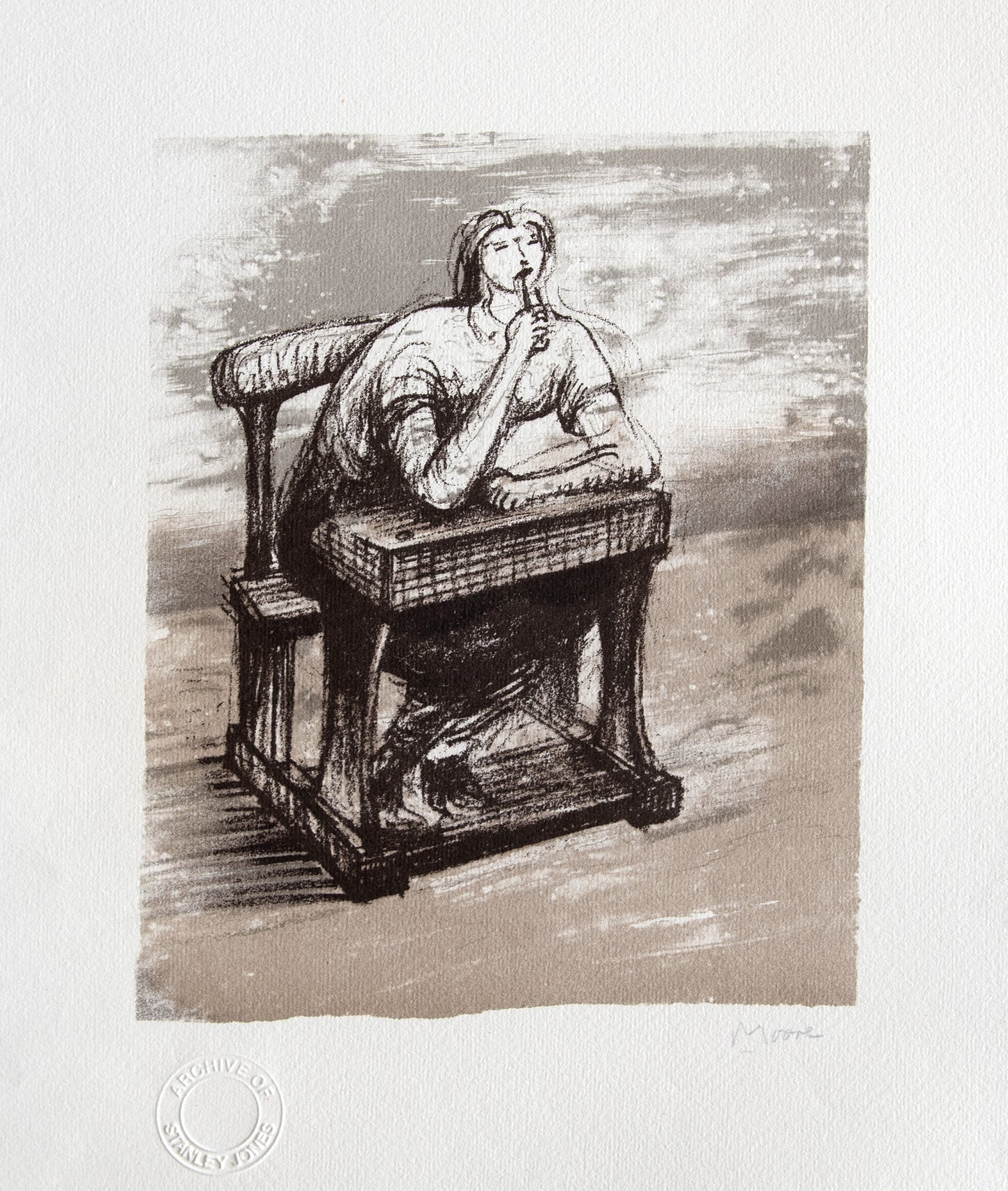 Girl Seated at Desk IV