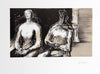 Two Seated Figures against Pillar