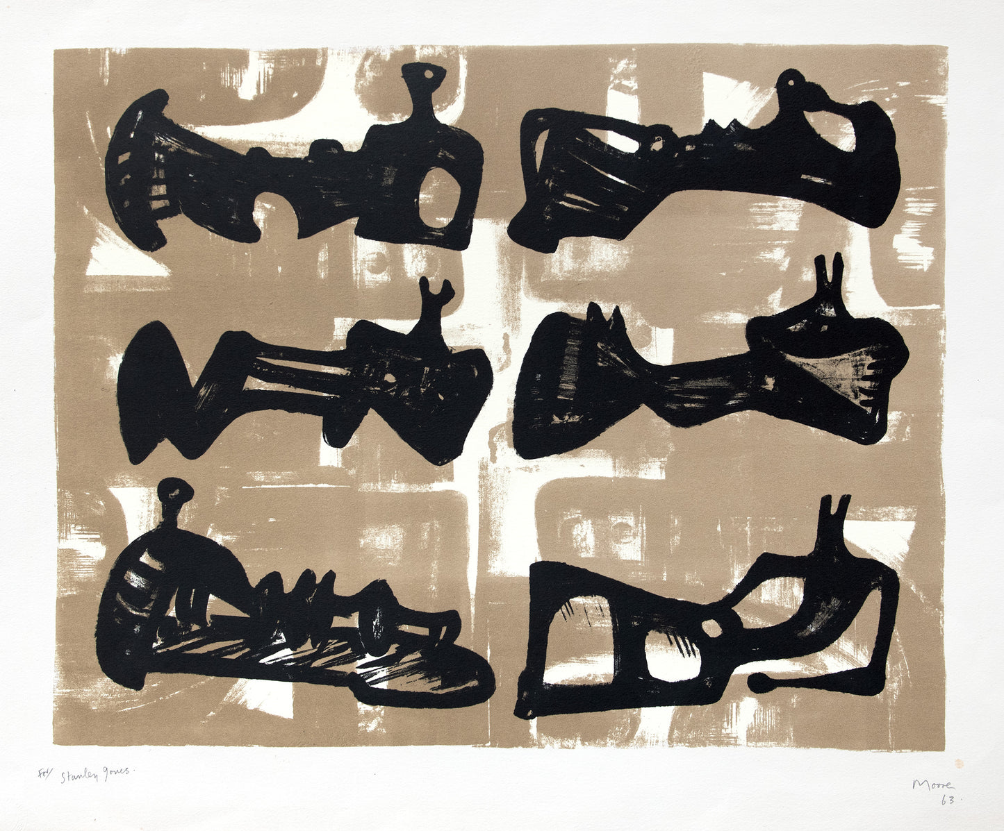 Six Reclining Figures with Buff Background