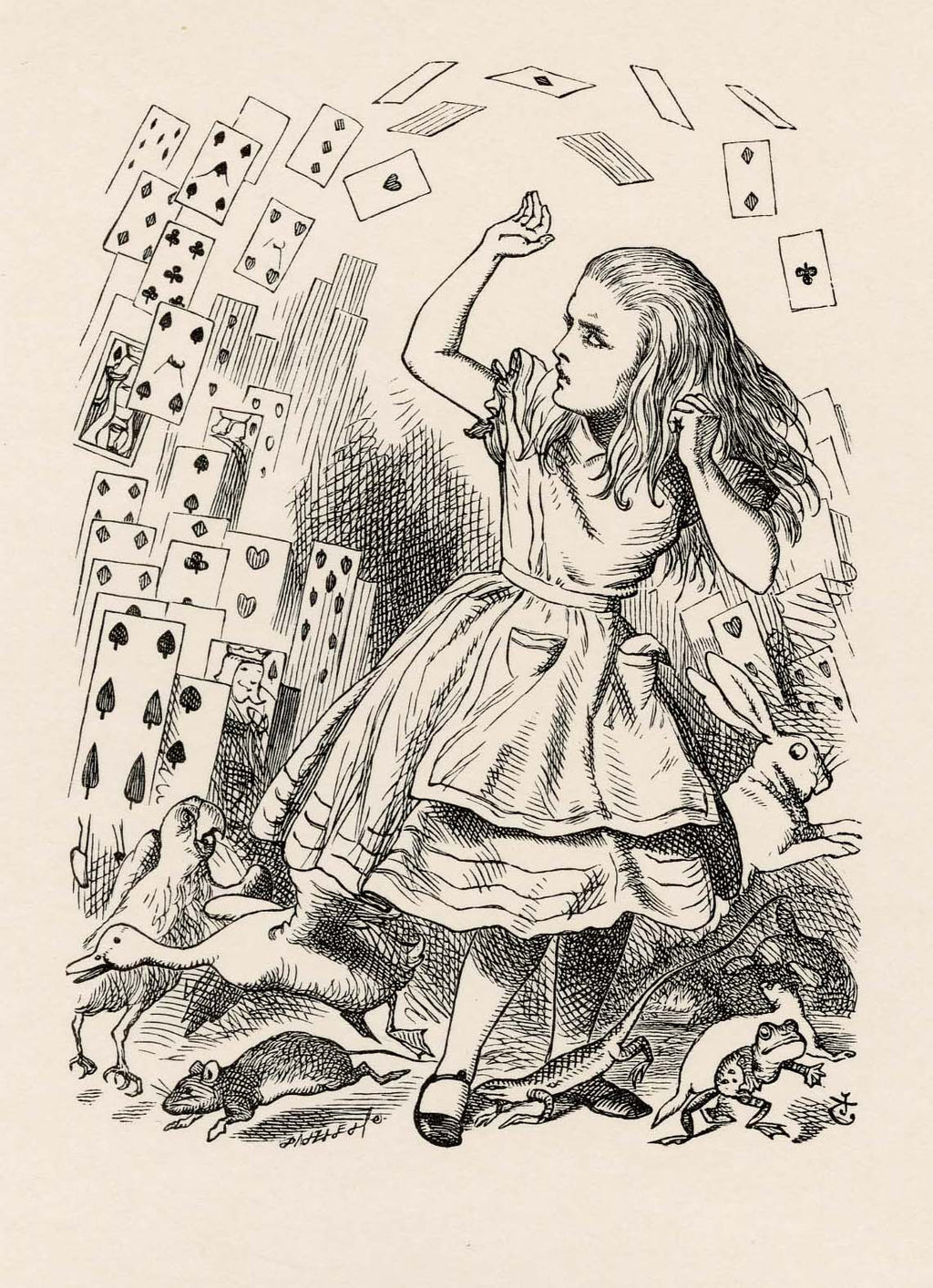 At this the whole pack rose up into the air, and came flying down upon her