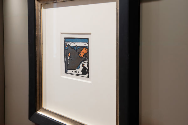 Landschaft mit Figuren und Kruzifix