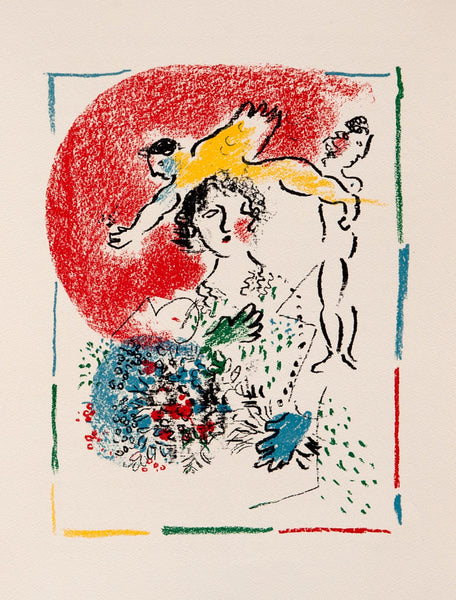 Lady with Bouquet I Red Sun