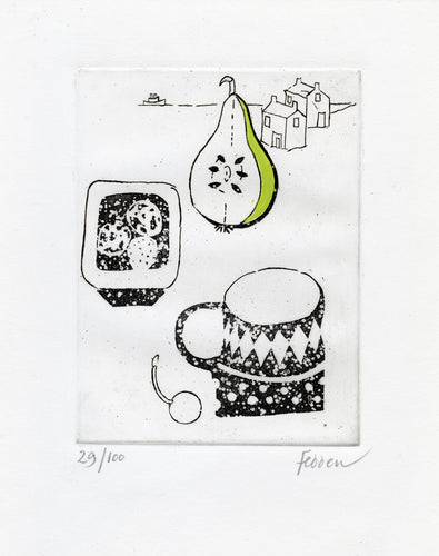 Pear with Mug in a Landscape