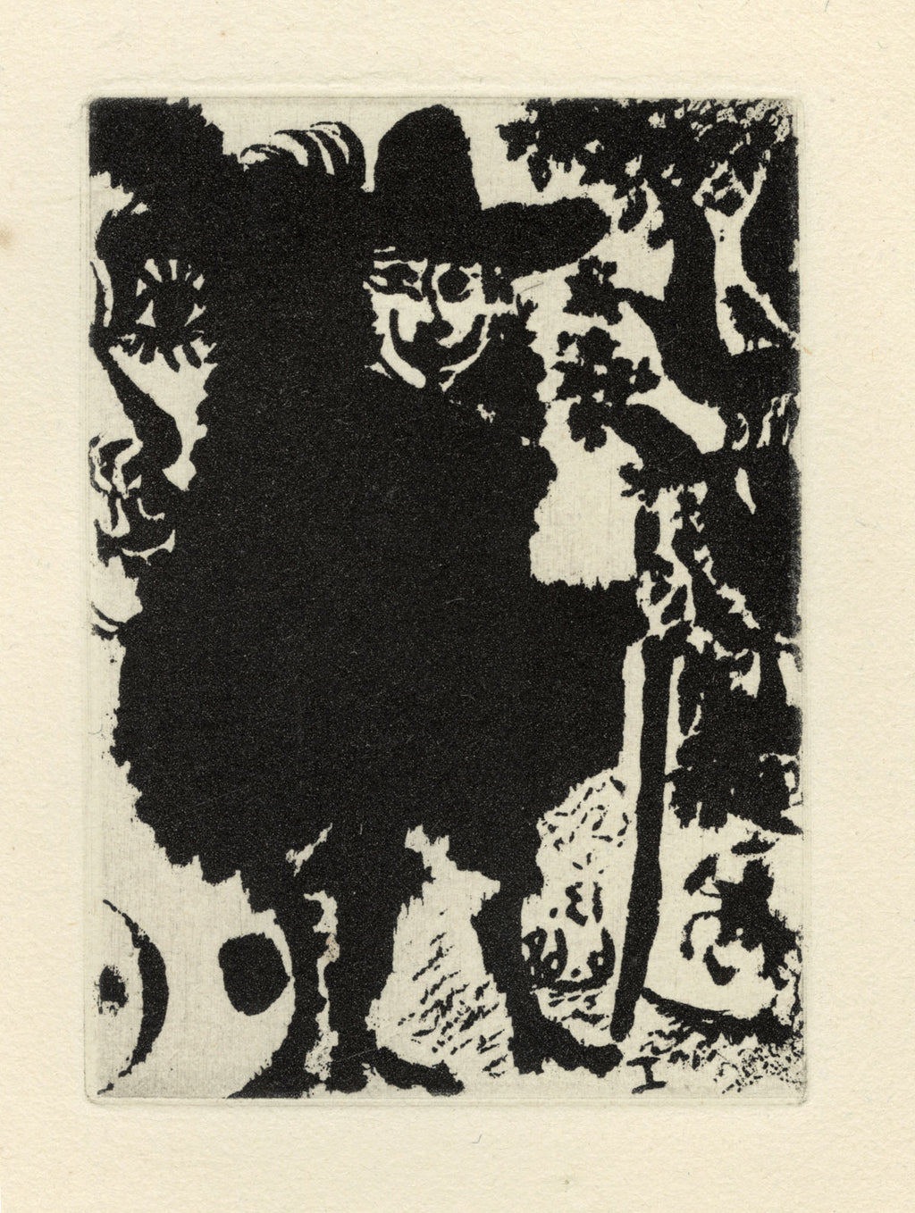 Jeune Femme et Vieux Mari. Au Loin L'Amant Cavalcade dans un Jardin