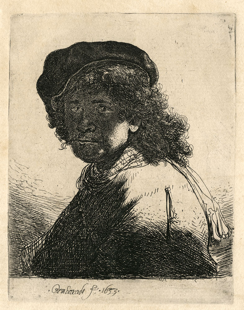 Rembrandt in Cap and Scarf, Dark Face