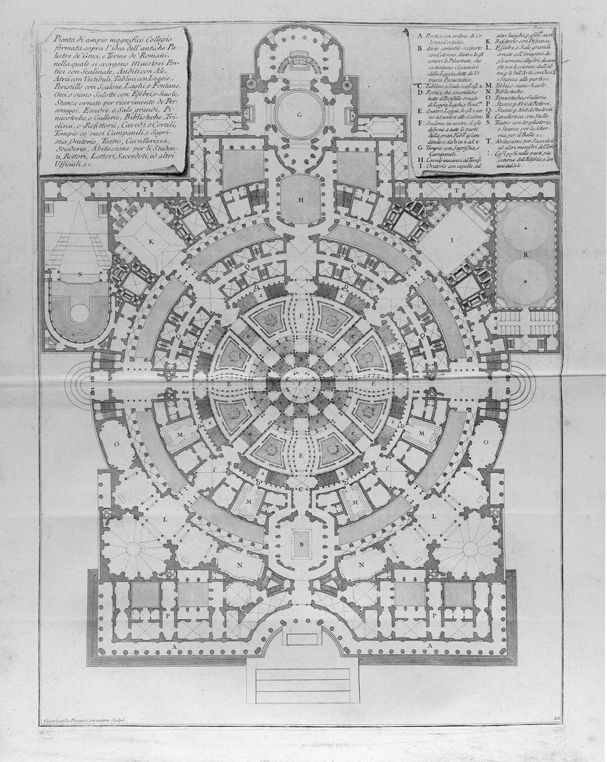 Plan of a spacious and magnificent college designed after the gymnasia of the Greeks and the baths of the Romans