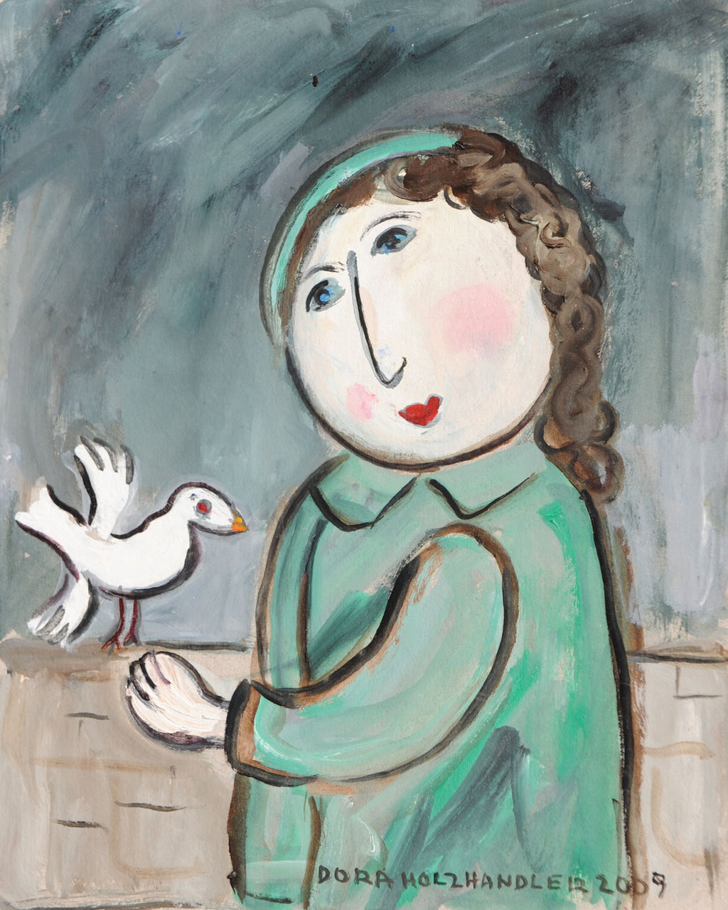 Girl with White Bird