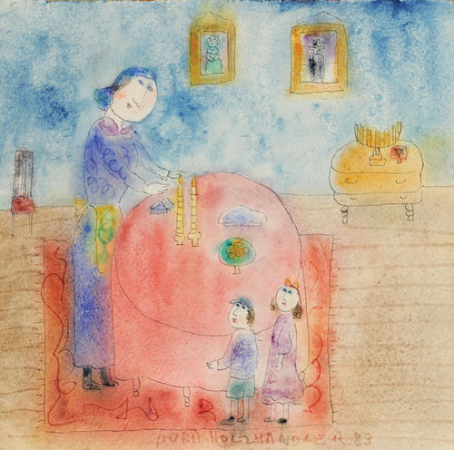 Mother Lighting Jewish Candle