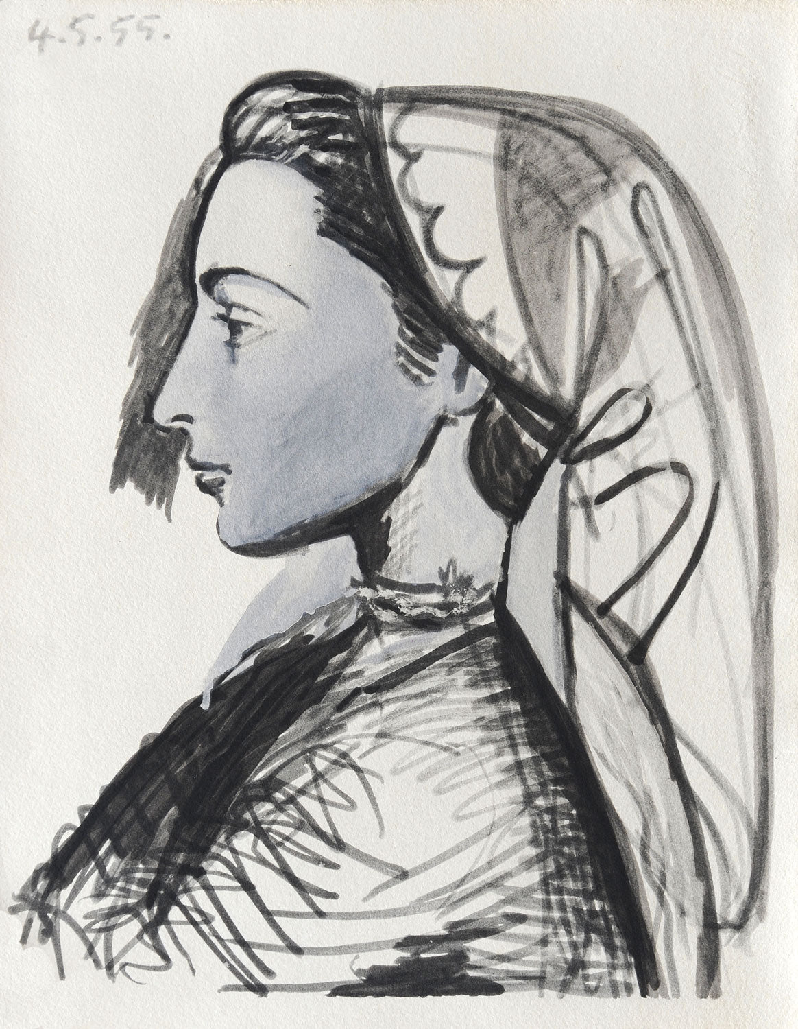 Pablo Picasso Portrait de Jacqueline,1955 - La Flute Double – Goldmark