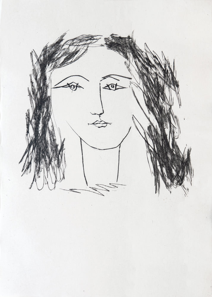 Head of a woman with dishevelled hair