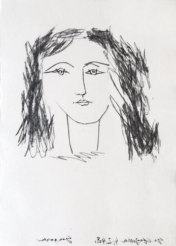 Head of a woman with dishevelled hair