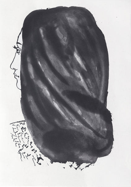 Profile of a woman, with her very lush hair seen from behind