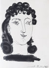 Head of a woman with curly hair