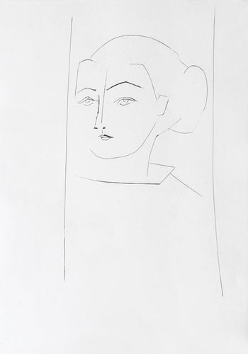 Head of a woman wearing her hair in a chignon