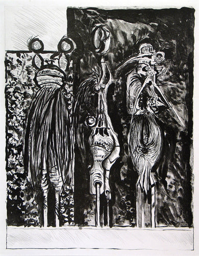 Three Standing Forms in Black