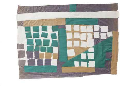 Small Squares, Grey, Green, White & Mustard