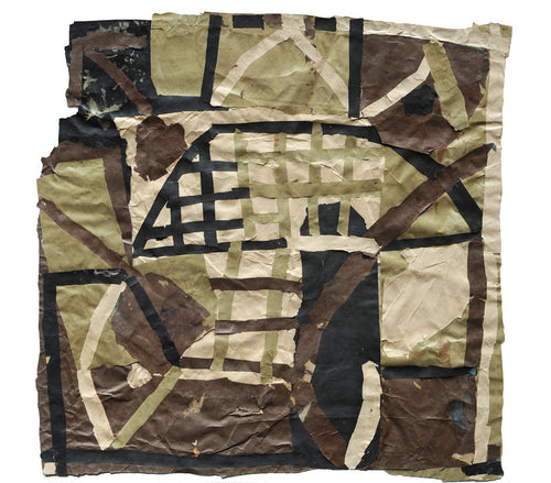 Grid Form, Black, Brown, Green and Cream