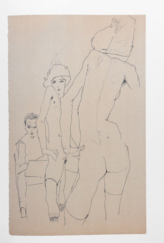 Schiele Drawing a Nude Model Before a Mirror (1910)
