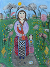 Mother and Children in Spring in the Park