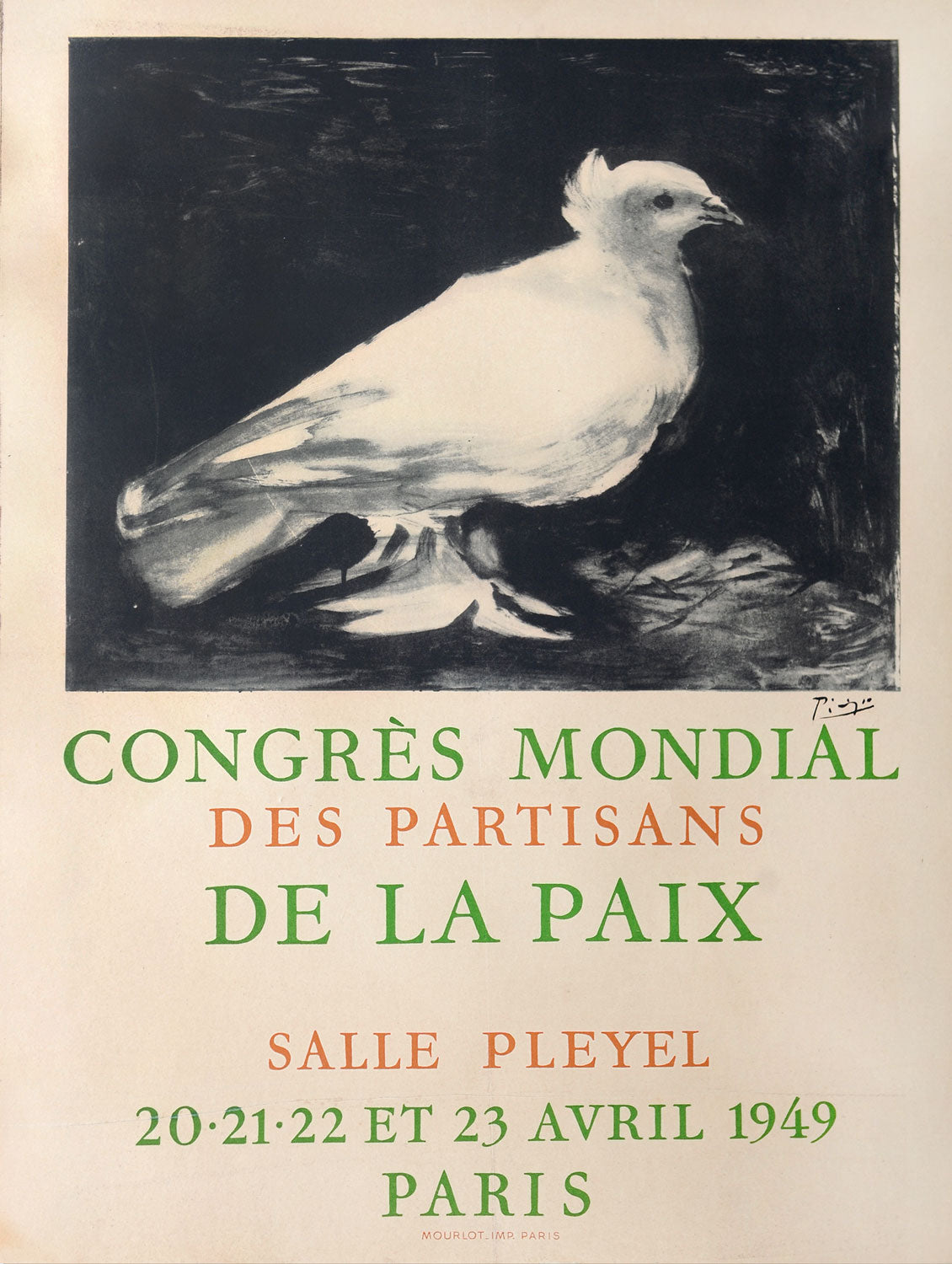 ピカソ 色紙 Pour le mouvement de la paix 1953 Congres National du Mouvement de la Paix - Issy-les-Moulineaux