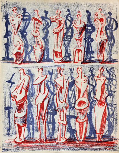 Red and Blue Standing Figures