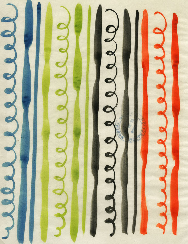 Stripes and Spirals - Red, Black, Green and Blue