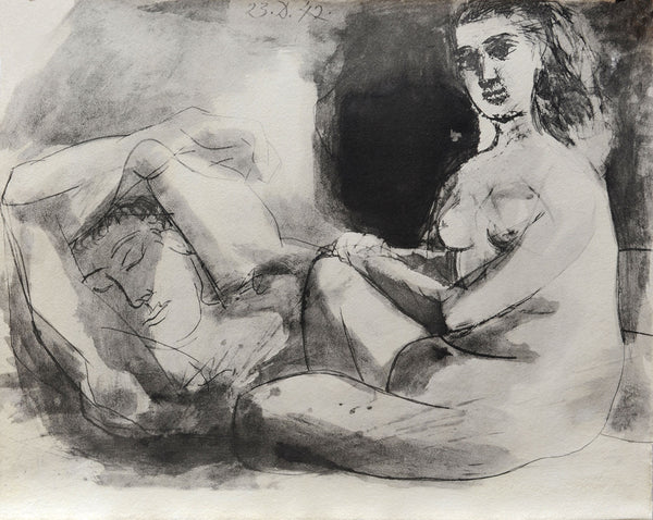 Homme couché et femme assise, 1942