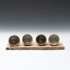 Set of Four Small Cups with Wooden Tray