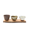 Set of Three Cups with Wooden Tray