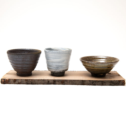 Set of Small Cups with Wooden Board