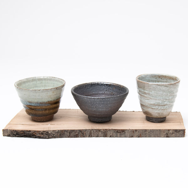 Set of Small Cups with Wooden Board