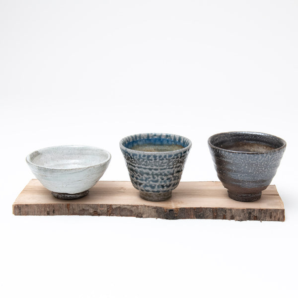 Set of Small Cups with Wooden Board