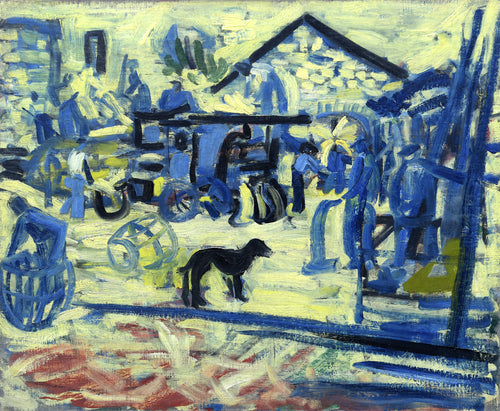 Village Scene with Dog
