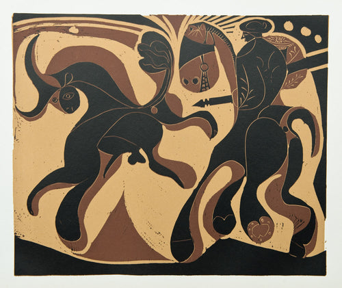 Picador and Fleeing Bull