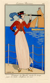 Costume de Yacht: veste de drap jupe de toile, chapeau de cuir