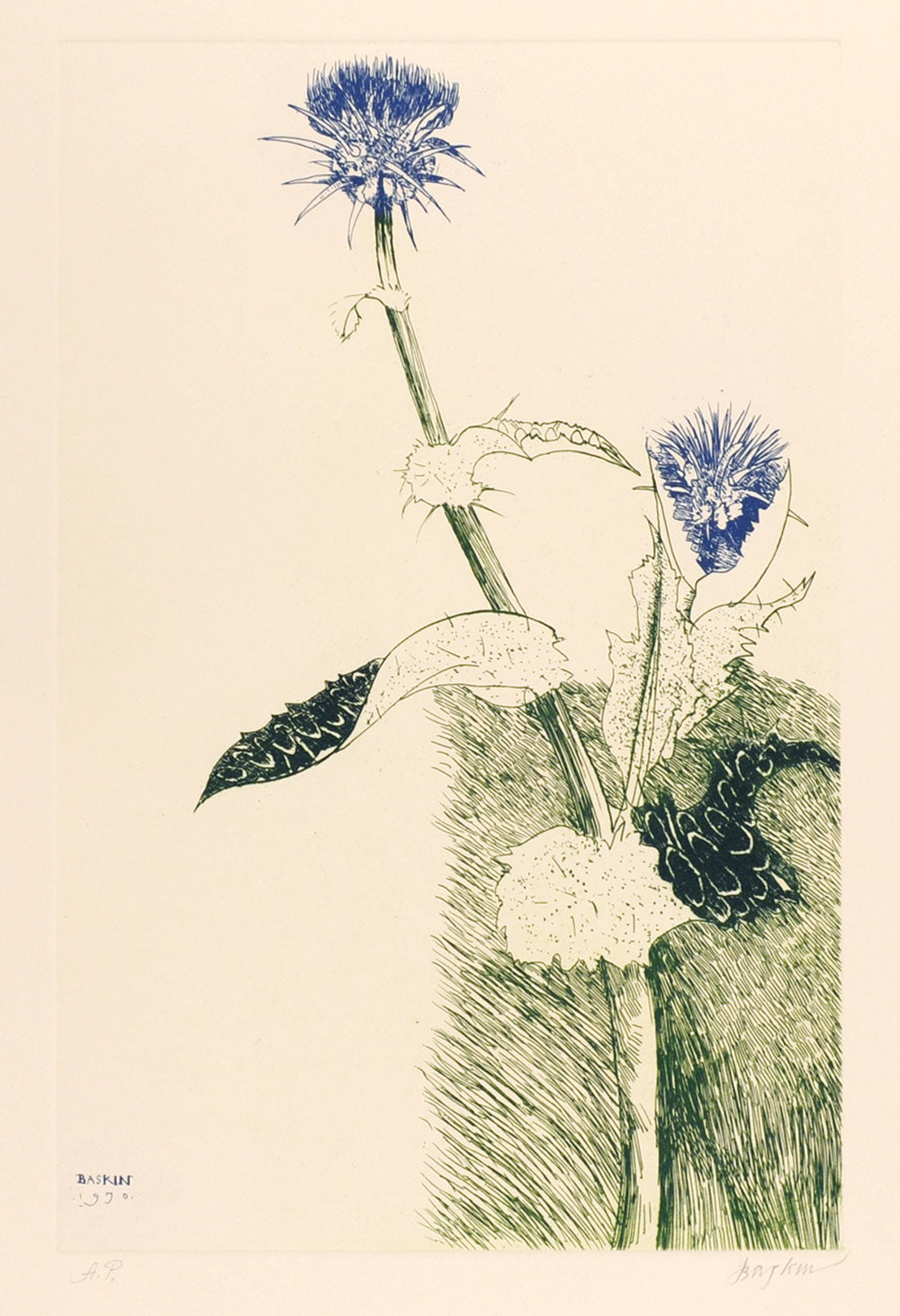 Thistle and Blue Flower