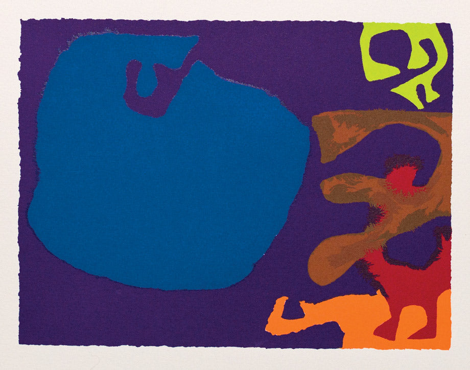 Blue with Lime, Umber, dull Red and Orange in Violet