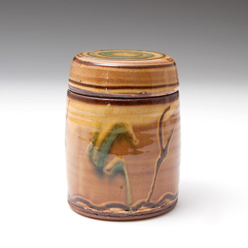 Small Flat Lidded Store Jar