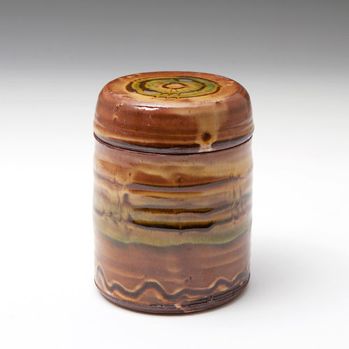 Small Flat Lidded Store Jar
