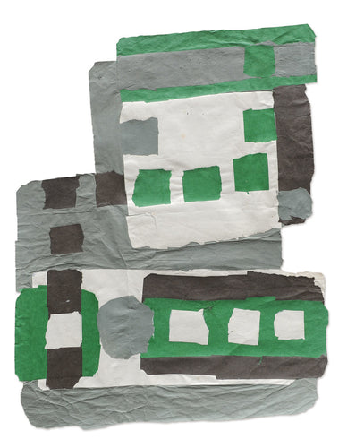 Small Squares, Green, White, Grey and Brown