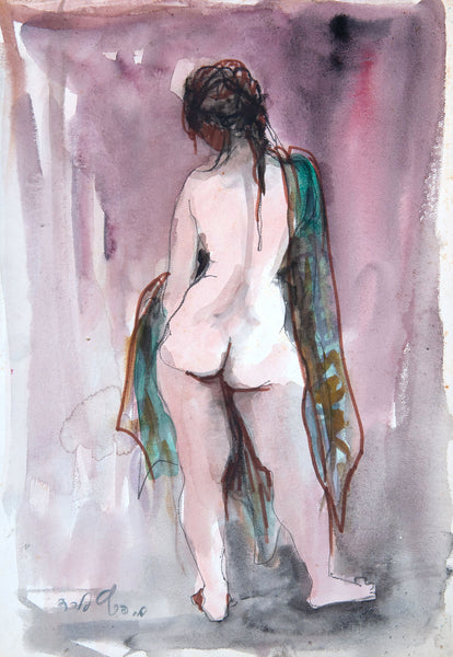 Standing Nude Draped with Green Cloth