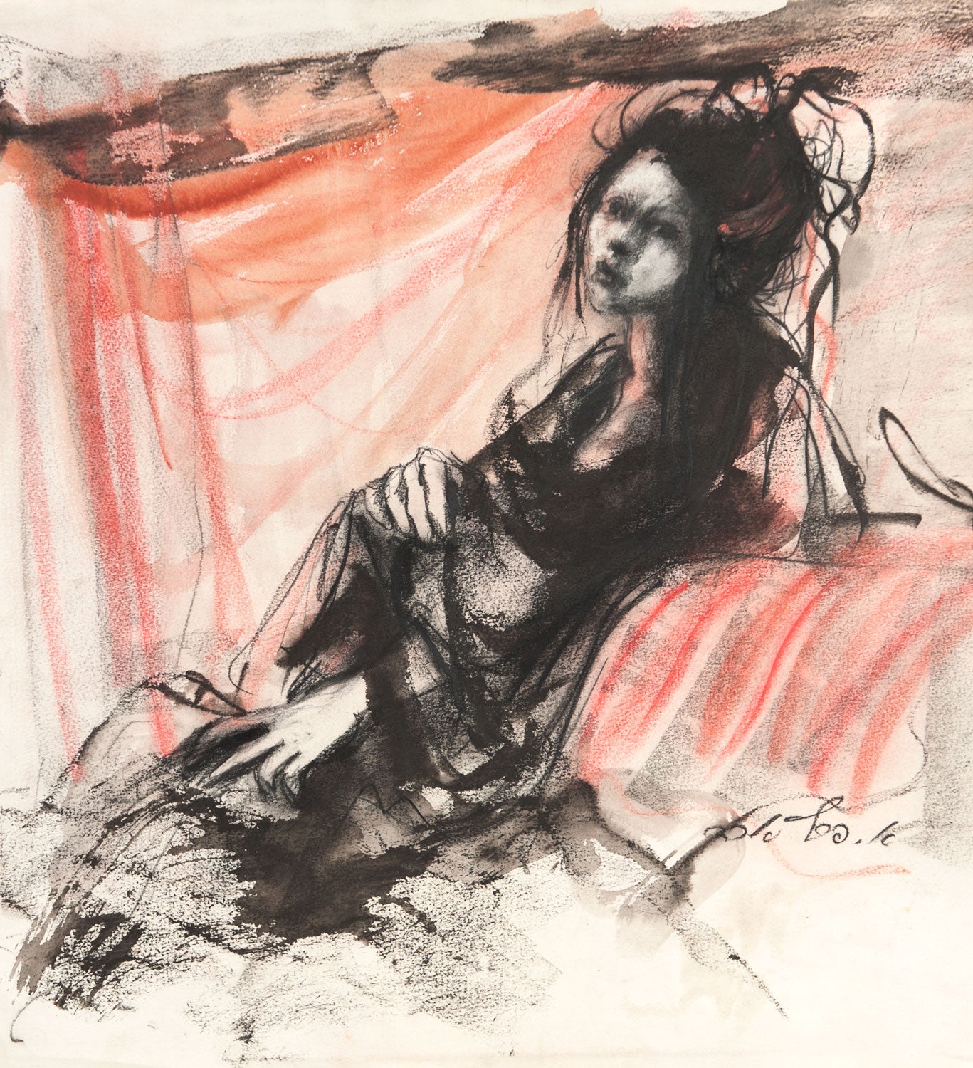Woman on a Red Bed