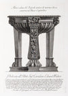 Marble tripod with vine leaves on the legs and spiral central support.