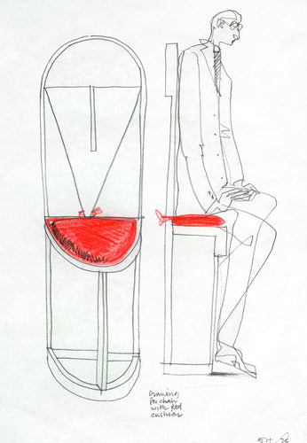 Drawing for Chair with Red Cushion