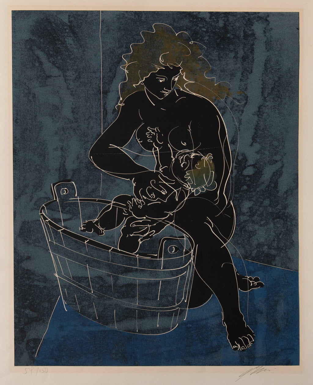 Mother Bathing a Child