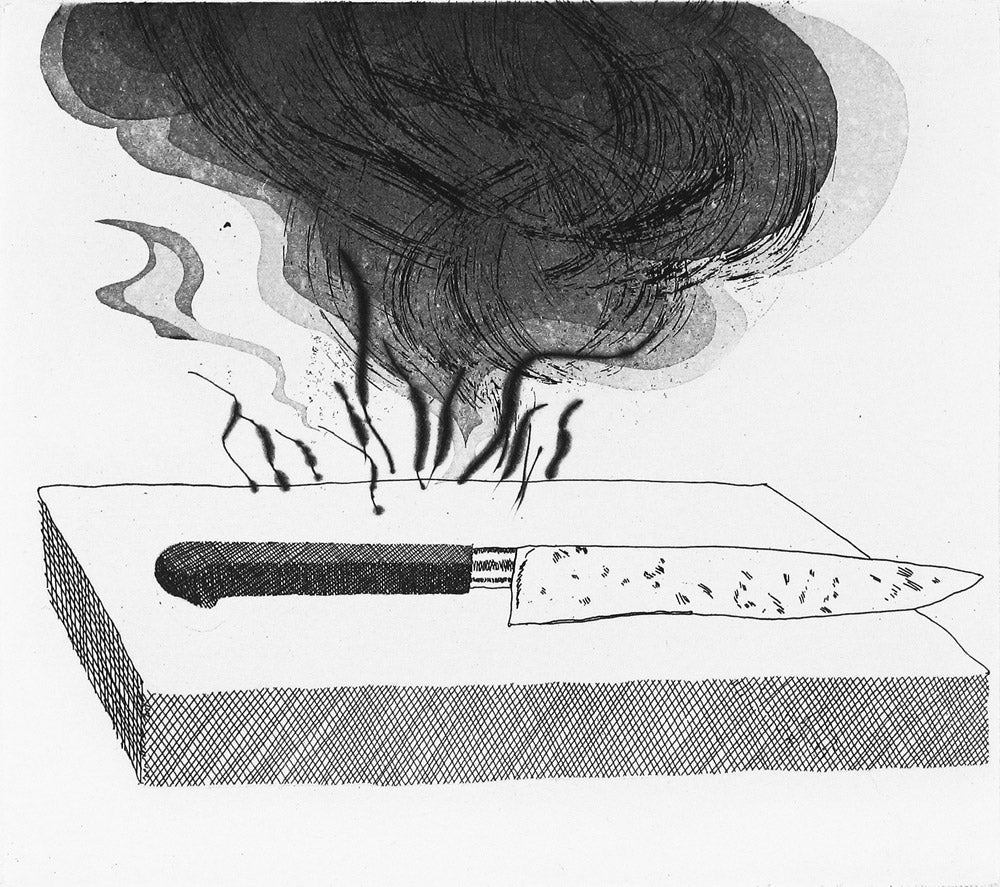 The Carpenter's Bench, a Knife and Fire