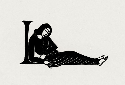 Initial L with a Reclining Woman