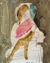 Seated Woman with Pink and Blue