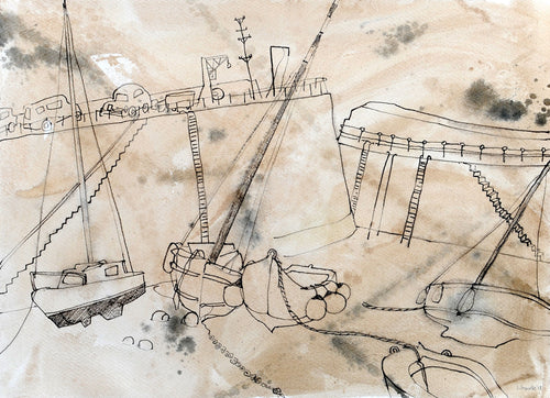 Boats at low tide, Mousehole Habour