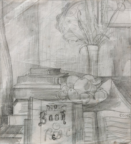 Music Books, Fruit & Vase of Flowers